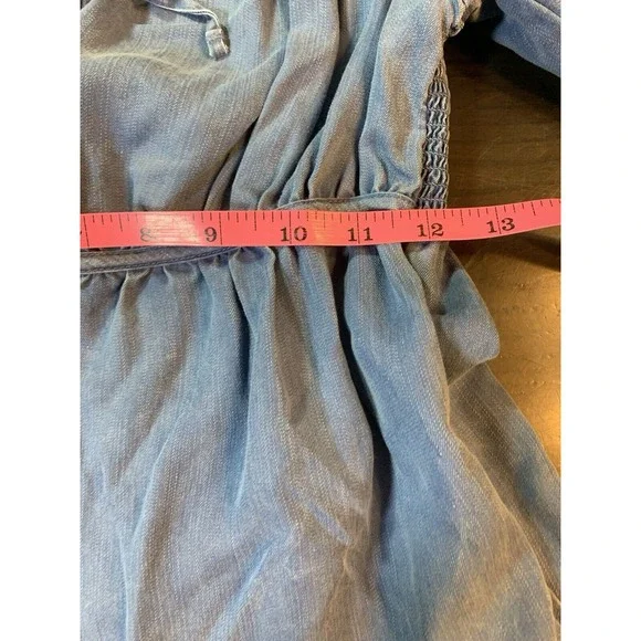 Old Navy Smocked Peasant‎ Dress Small Blue Tiered Swing Western Cottage Boho - Picture 11 of 16